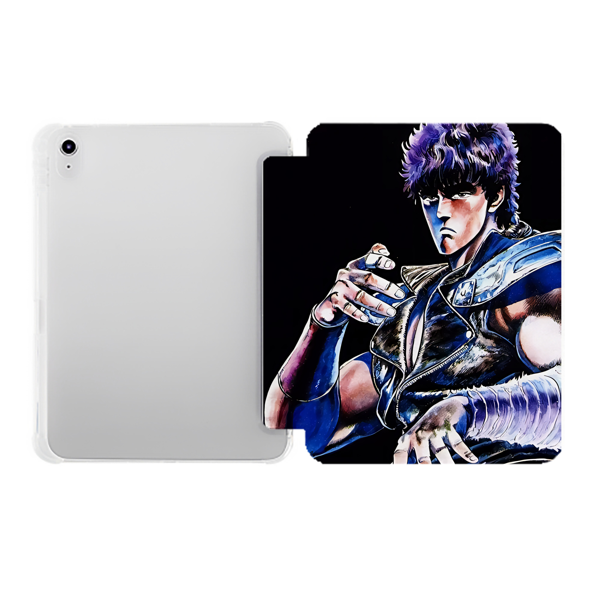 （画像用） 北斗の拳 Fist of the North Star IPad ケース ペン収納付き 三つ折りスタンド PUレザー×シリコン 対応機種9.5/10.5/10.9インチ